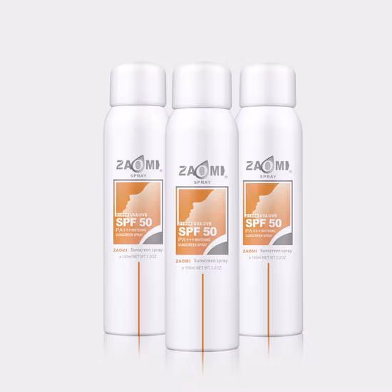 Spray de protección solar personalizado de fábrica, protector solar al por mayor en aerosol SPF 50, protector solar corporal en aerosol para la cara