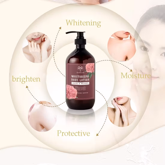 Loción corporal de manteca de karité de marca privada, exfoliante e hidratante natural